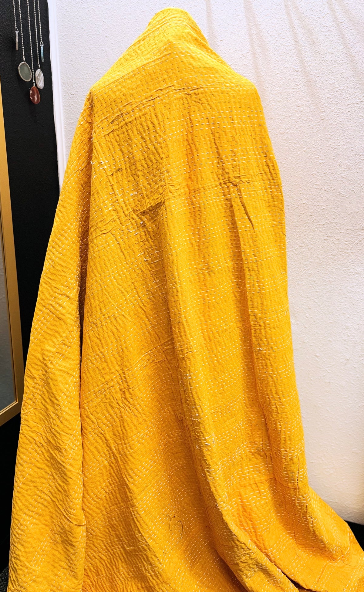 Silk Patchwork Kantha - Yellow- Queen/ King