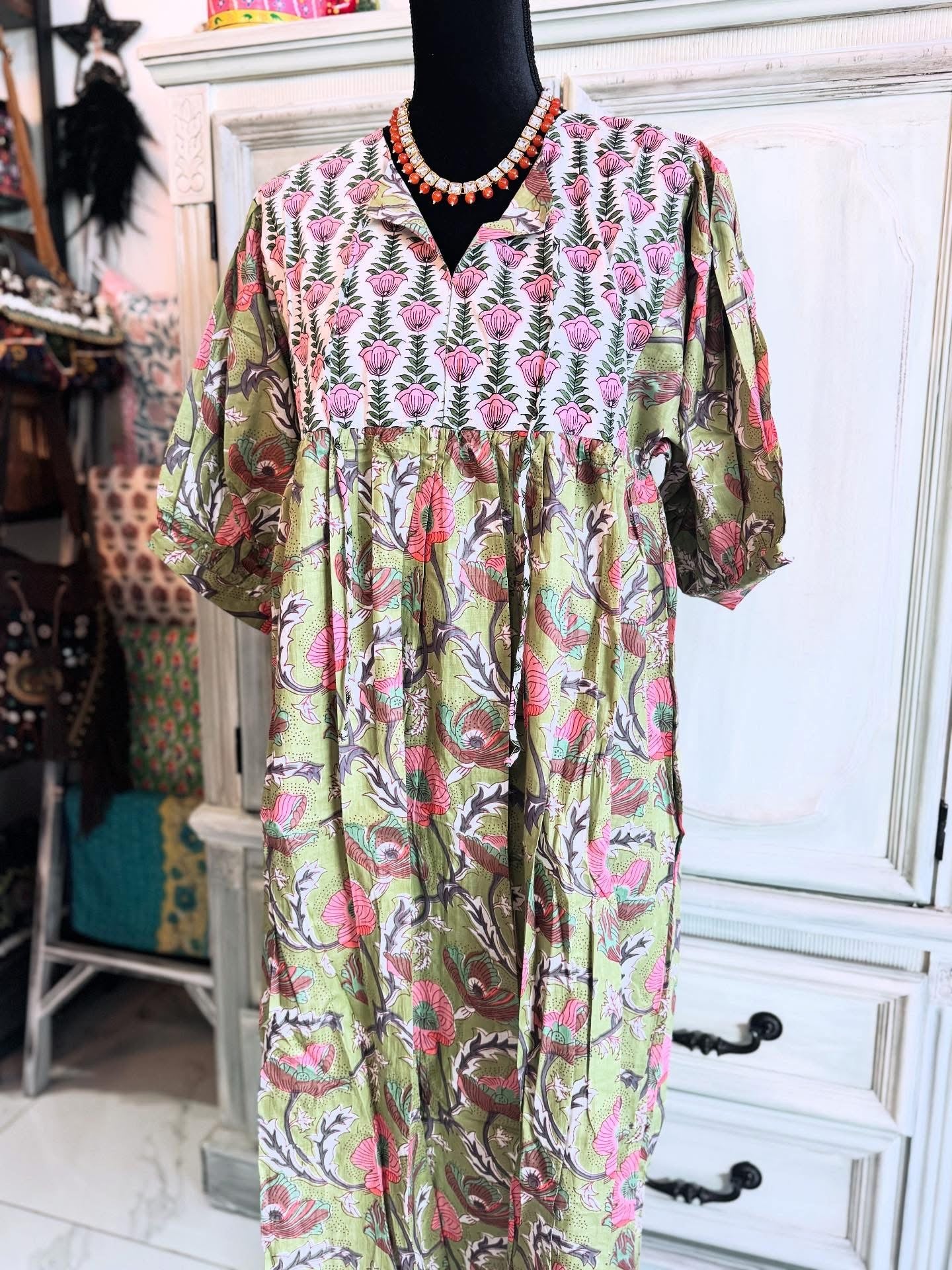 Garden Twin – Mixed Print Cotton Dress