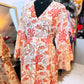 Coral Muse – Handmade Cotton Dress with Belt & Pockets (Medium) | Coastal Statement Dress