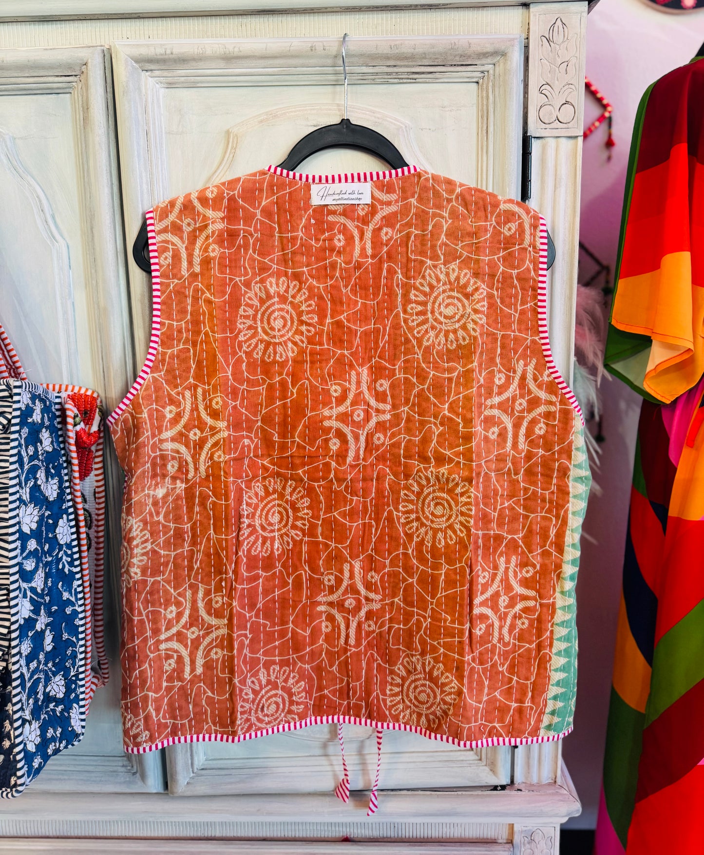 Handmade Reversible Kantha Vest – Firefly | 100% Cotton Jacket