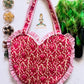 Heart-Shaped Quilted Tote Bag | Hand Block-Printed 100% Cotton | Handmade Zipper Tote