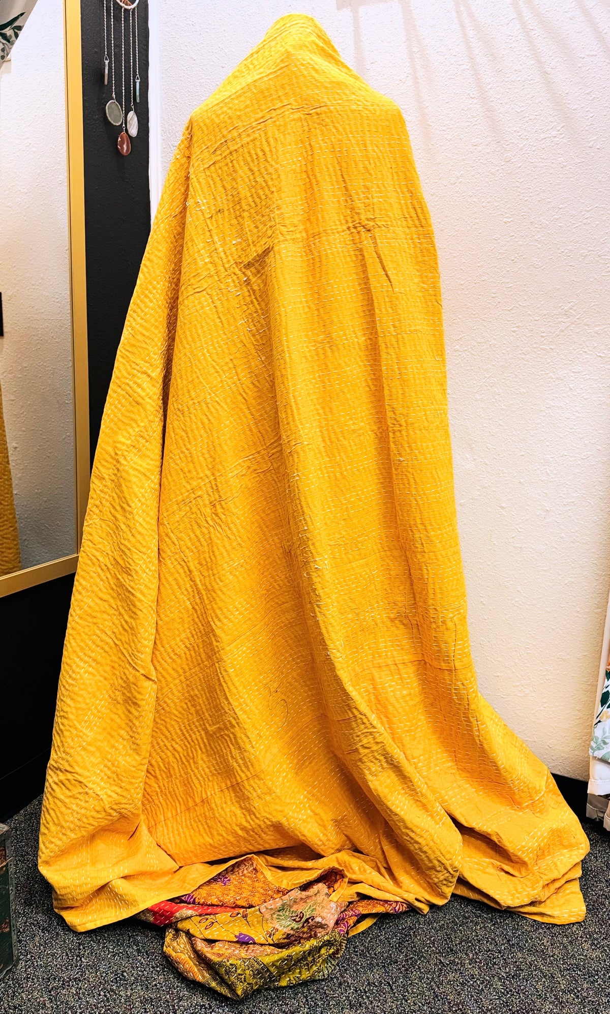Silk Patchwork Kantha - Yellow- Queen/ King