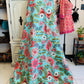 Aqua Meadow – Handblock Printed Kantha Quilt | Cotton | Handmade | Full Size