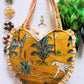 Heart-Shaped Quilted Tote Bag | Hand Block-Printed 100% Cotton | Handmade Zipper Tote