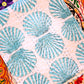 Kantha Cotton Quilt – Blue Shells & Solid White | Handmade Toddler Blanket