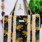 Black Leopard Print Reversible Quilted Tote Bag | Golden Grove Hand Block Print Ruffle Tote