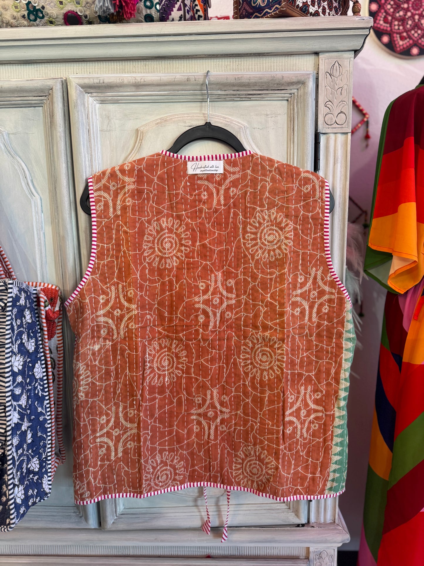 Handmade Reversible Kantha Vest – Firefly | 100% Cotton Jacket