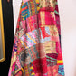 Silk Patchwork Kantha Quilt - Pink- Handmade | Silk | Cotton | Queen | King