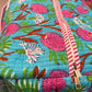 Handmade Quilted Weekender Bag – Blue Floral Print Travel Duffel