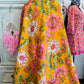 Golden Flora – Handblock Printed Kantha Quilt | Cotton | Handmade | Full Size