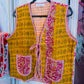 Handmade Reversible Kantha Vest – Saffron | 100% Cotton Jacket