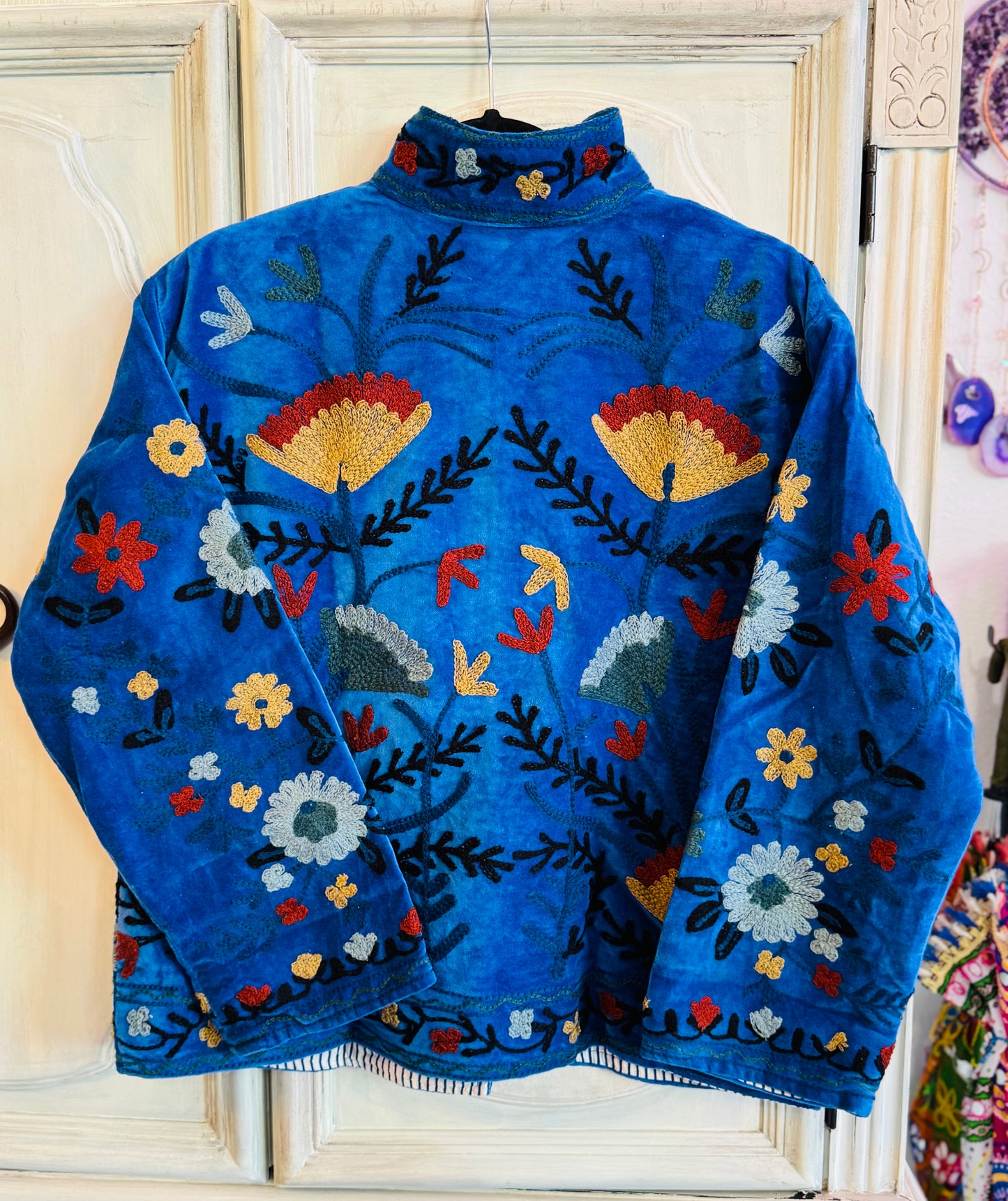 Velvet Embroidered Jackets - Blue