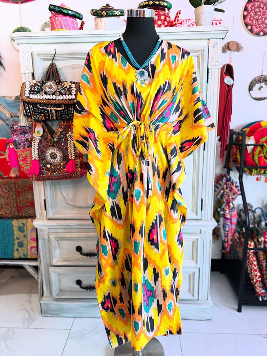 Handblock Cotton Kaftan-Abstract