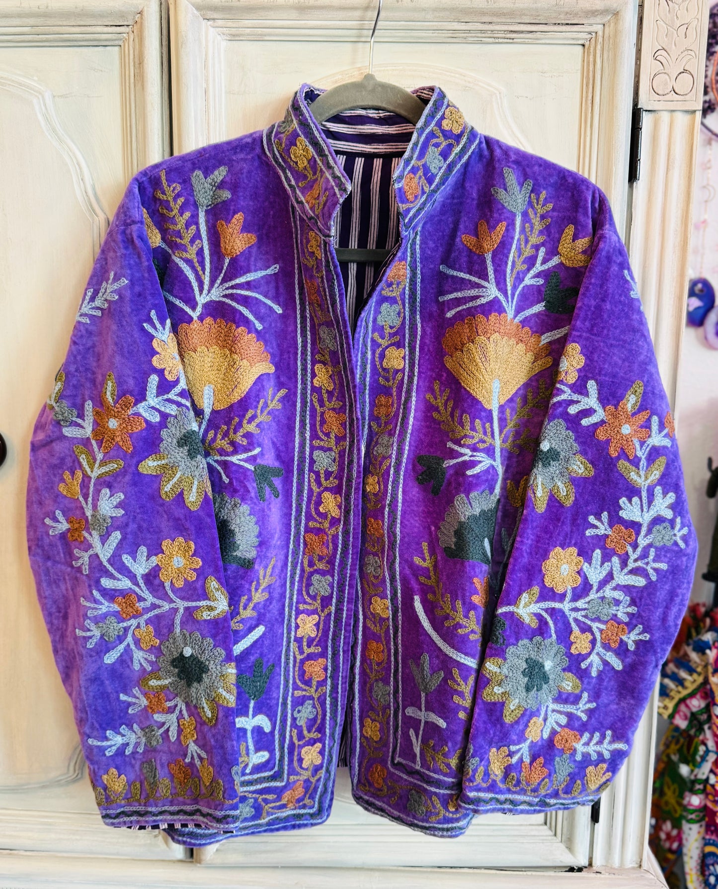 Velvet Embroidered Jackets - Purple