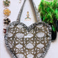Heart-Shaped Quilted Tote Bag | Hand Block-Printed 100% Cotton | Handmade Zipper Tote