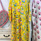 Golden Marigold Hand Block Print Cotton Maxi Dress – Women’s Long Sleeve Dress with Pockets