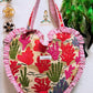 Heart Quilted Tote- Coral Reef - Zipper - Pocket