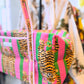 Pink & Green Tiger Print Quilted Duffel Bag – Handmade Block Print Weekender Travel Bag