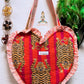 Heart Quilted Tote- Tiger- Orange - Zipper - Pocket