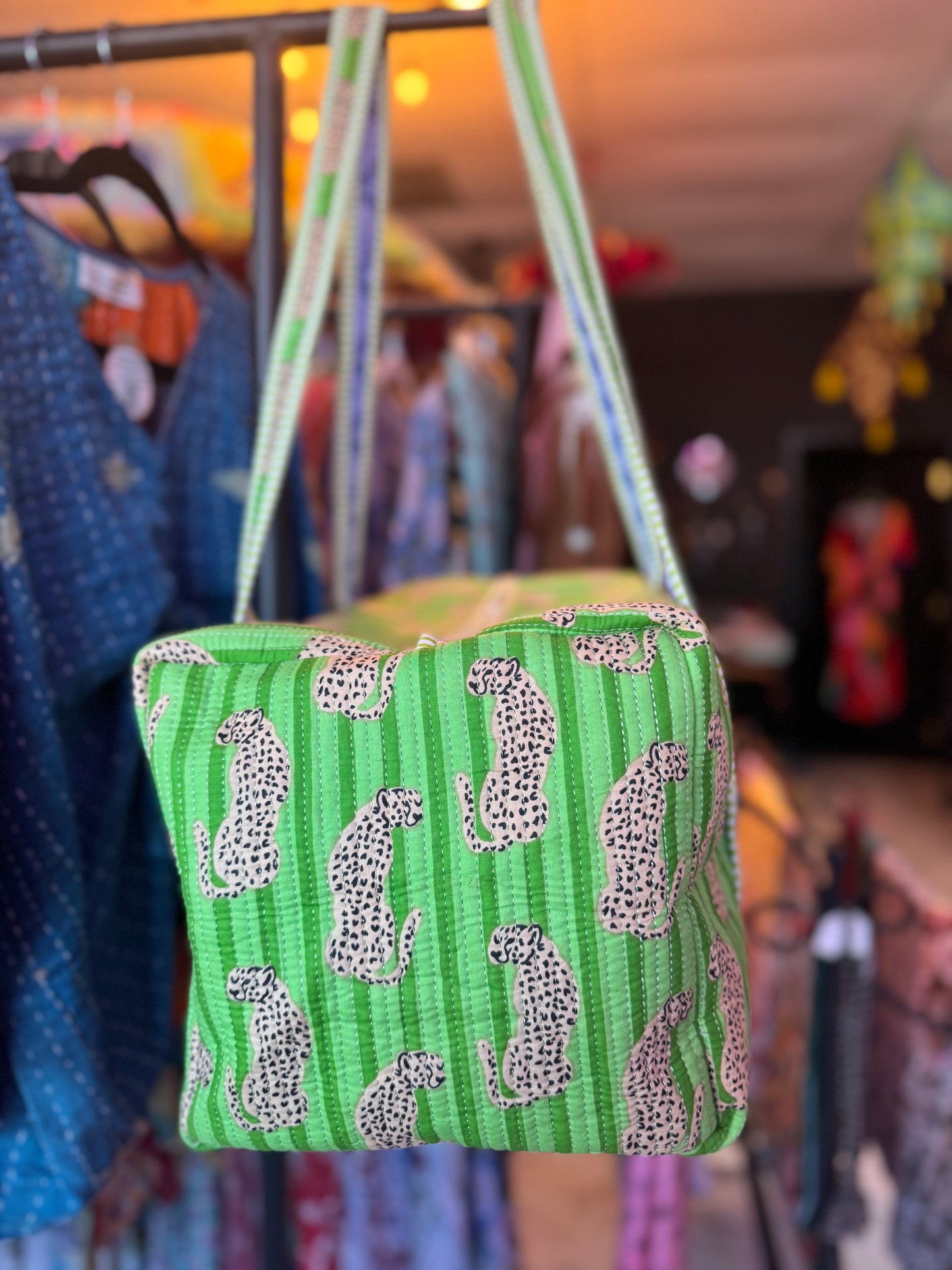 Verdant Safari Weekender – Handmade Quilted Cotton Duffle | Green Jungle Travel Bag