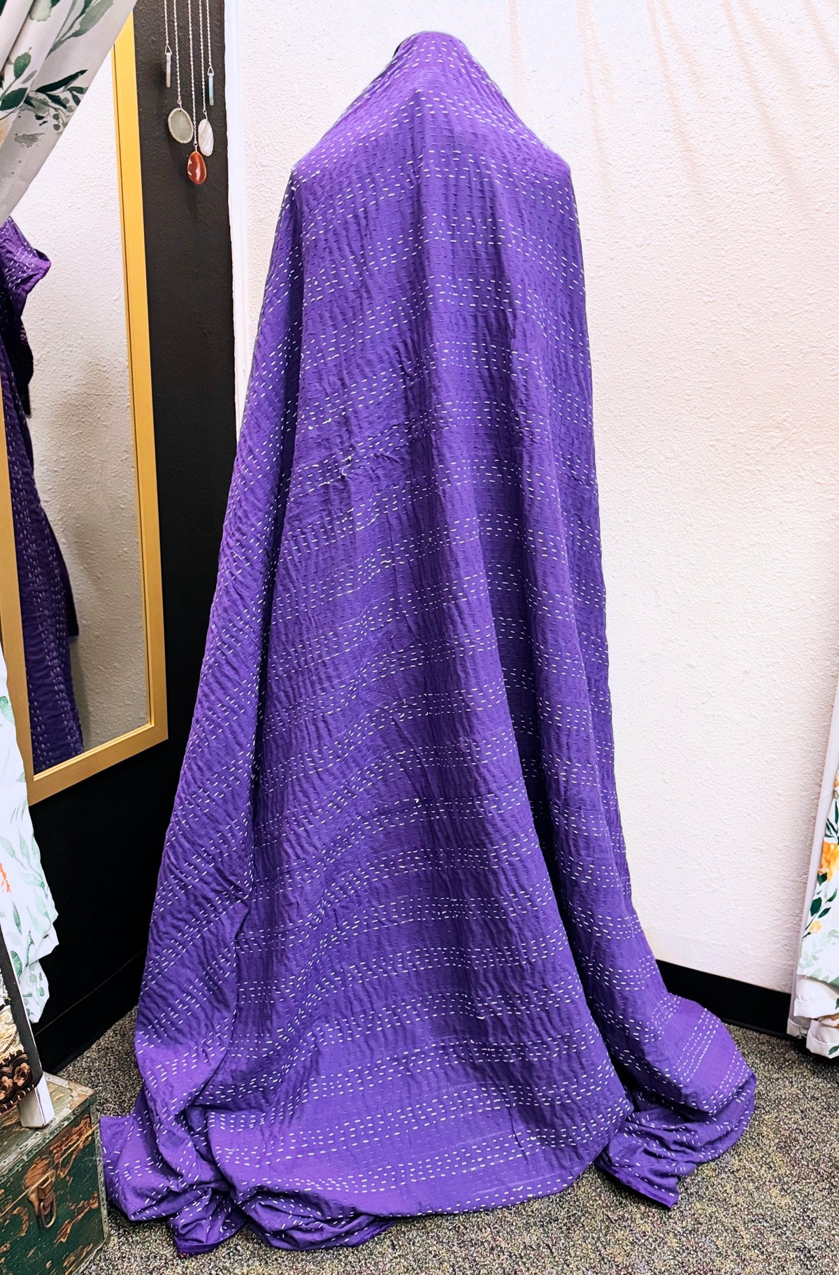 Silk Patchwork Kantha - Purple -Queen/ King