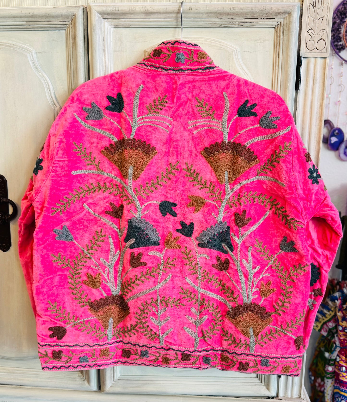 Velvet Embroidered Jackets - Pink