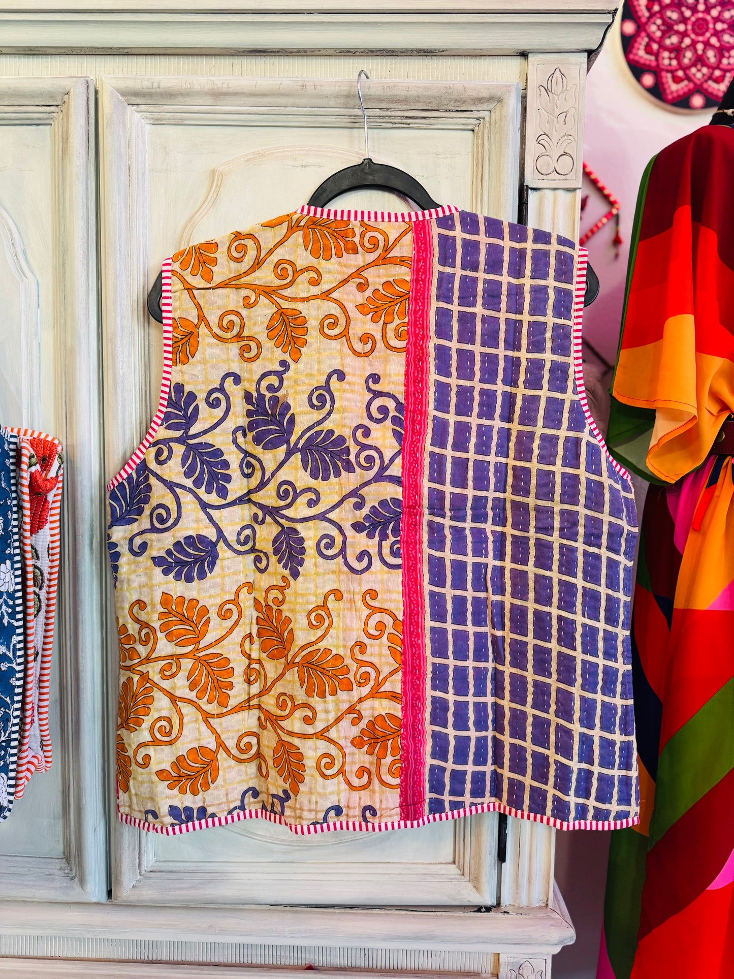 Handmade Reversible Kantha Vest – Firefly | 100% Cotton Jacket