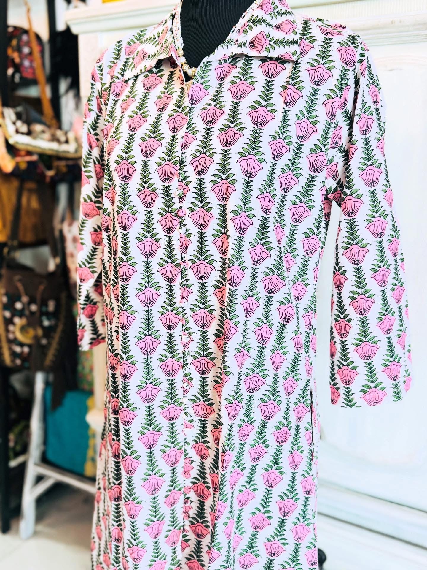 Lotus Lane – Soft Cotton Dress with Lotus Print