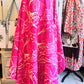 Hot Pink Kantha Quilt | Botanical Block Print Throw | Twin Size