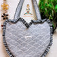 Heart Quilted Tote- waves - Zipper - Pocket