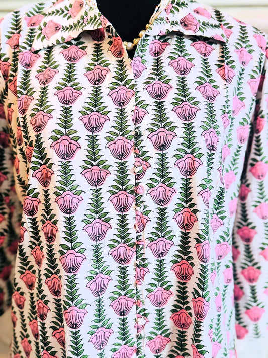 Lotus Lane – Soft Cotton Dress with Lotus Print