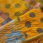 Silk Patchwork Kantha - Yellow- Queen/ King