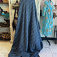 Solid greyish blue 100% cotton backing for Blue silk patchwork quilt