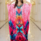 Pink Geometric Luxe Kaftan – Soft, Flowing, One-Size Resort Wear