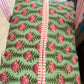 Handmade Quilted Weekender Bag – Pink Floral Block Print – Green