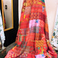 Silk Patchwork Kantha Quilt - Red- Handmade | Silk | Cotton | Queen | King
