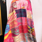 Silk Patchwork Kantha Quilt - Pink- Handmade | Silk | Cotton | Queen | King