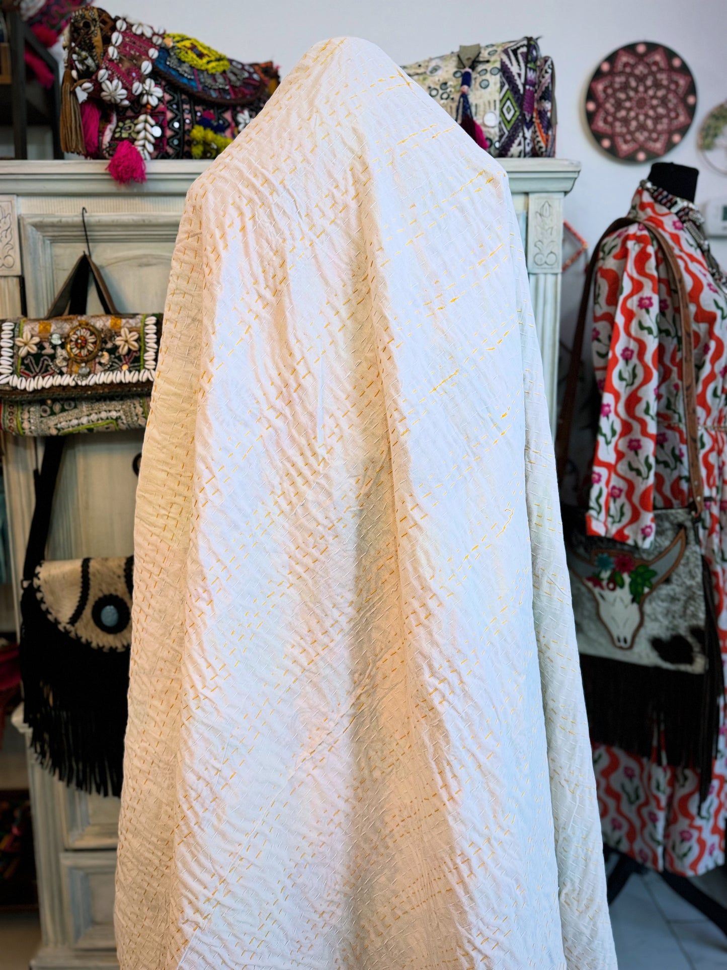 Tiger Print Kantha Quilt | Cotton Lightweight Blanket | Throw/Twin Size