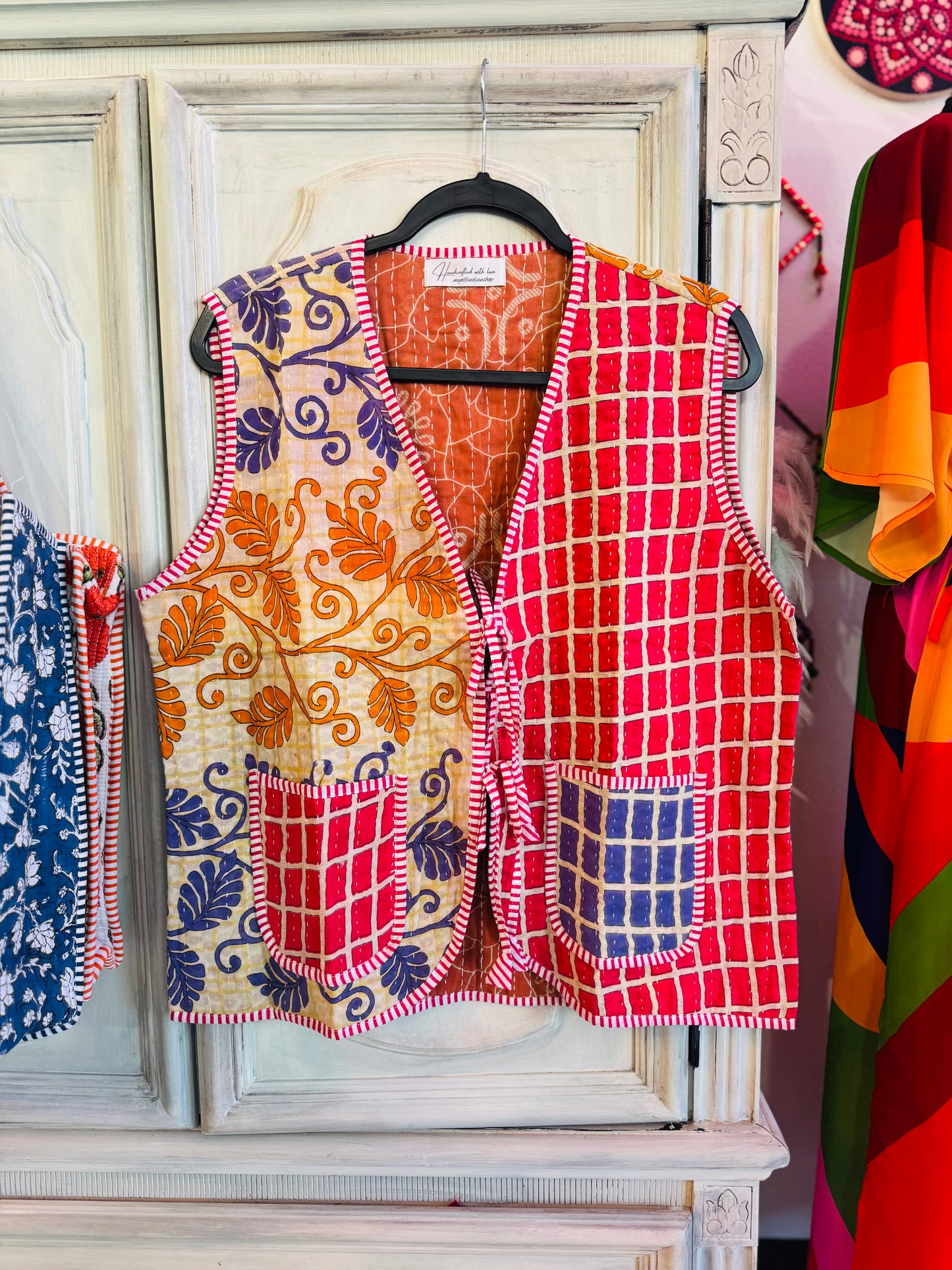 Handmade Reversible Kantha Vest – Firefly | 100% Cotton Jacket