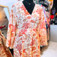 Coral Muse – Handmade Cotton Dress with Belt & Pockets (Medium) | Coastal Statement Dress