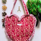 Heart-Shaped Quilted Tote Bag | Hand Block-Printed 100% Cotton | Handmade Zipper Tote