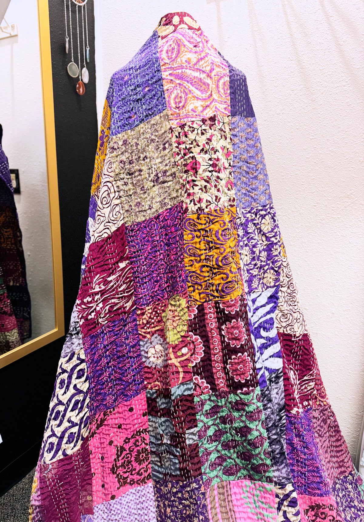 Silk Patchwork Kantha - Purple -Queen/ King