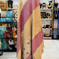 Blue and Pink Floral Saree Kantha Quilt – Twin Size - Throw Blanket