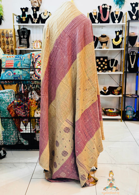 Blue and Pink Floral Saree Kantha Quilt – Twin Size - Throw Blanket