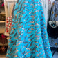 Turquoise Tide | Tribal Shark Print Kantha Quilt | 100% Cotton | Handmade | 90x110” Queen/King