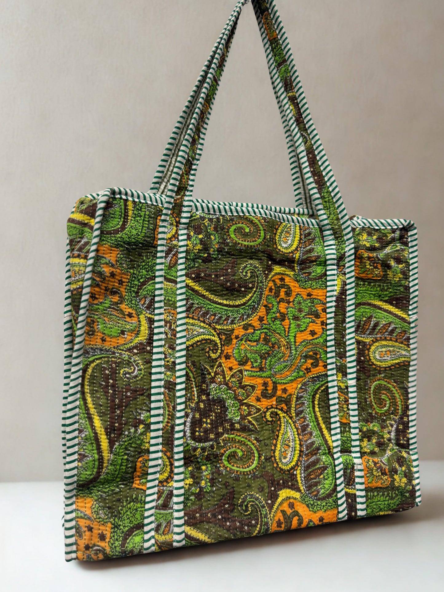 Paisley Meadow Tote – Handmade Quilted Cotton Bag | Boho Market Tote