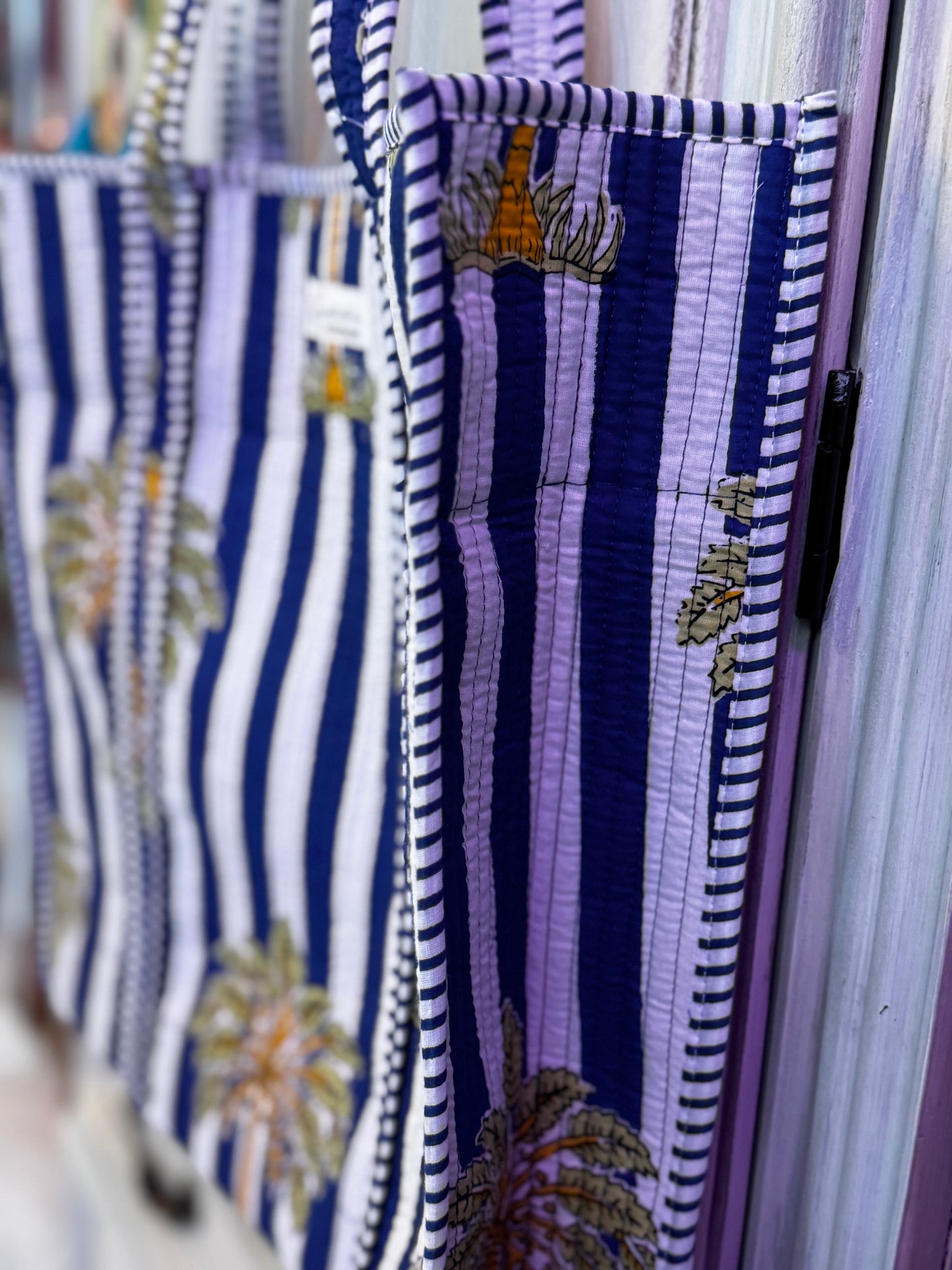 Handmade Cotton Palm Tree Tote – Quilted Bag | Beach Boho