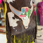 Western Cowhide Fringe Crossbody Bag – Desert Longhorn | Handmade Leather Boho Purse