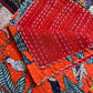 Jungle Print- Orange- Handblock Printed Kantha Quilt | Cotton | Handmade
