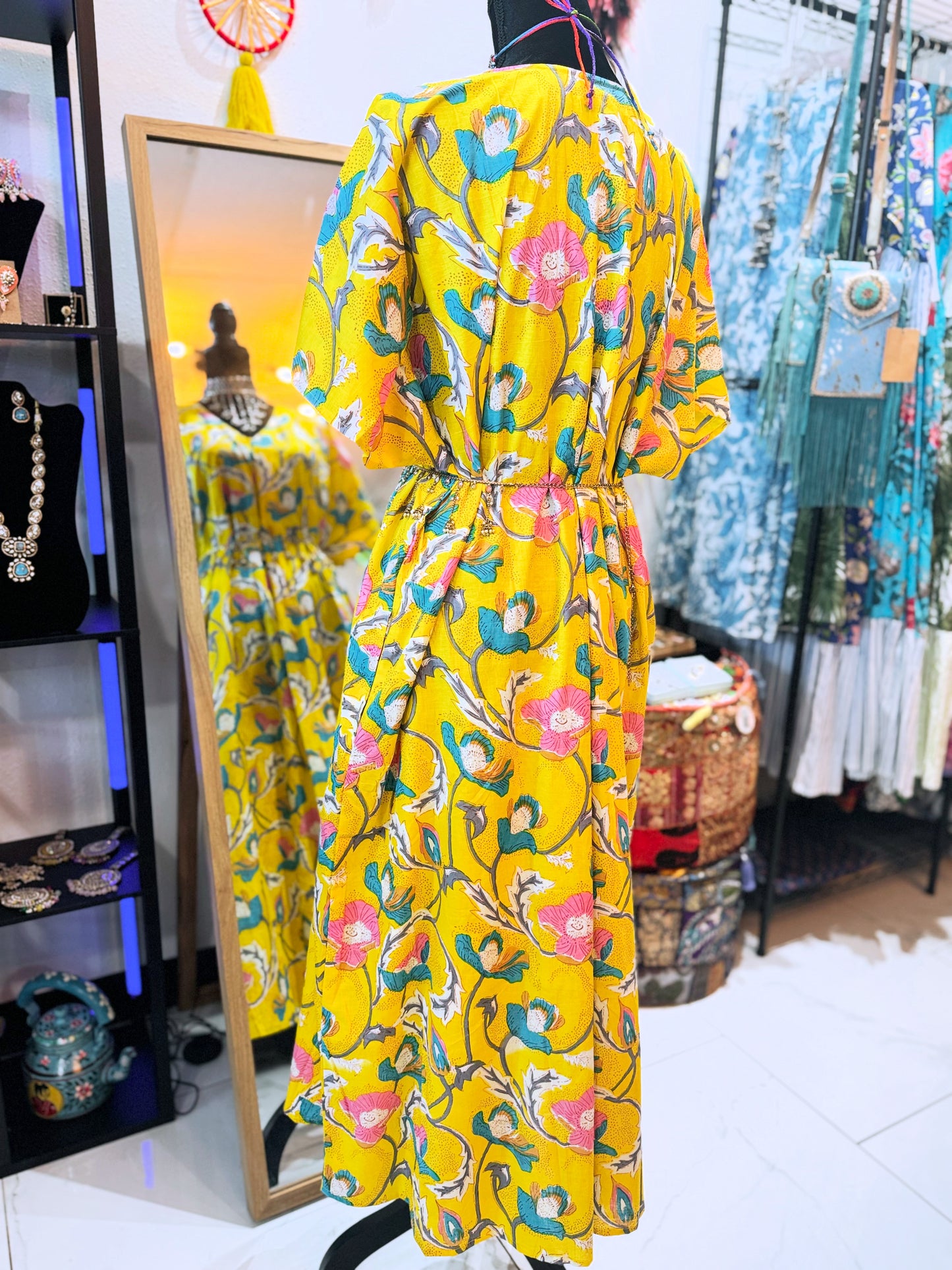 Sunlit Garden Bloom - Handmade Cotton Floral Dress | Soft Boho Summer Dress